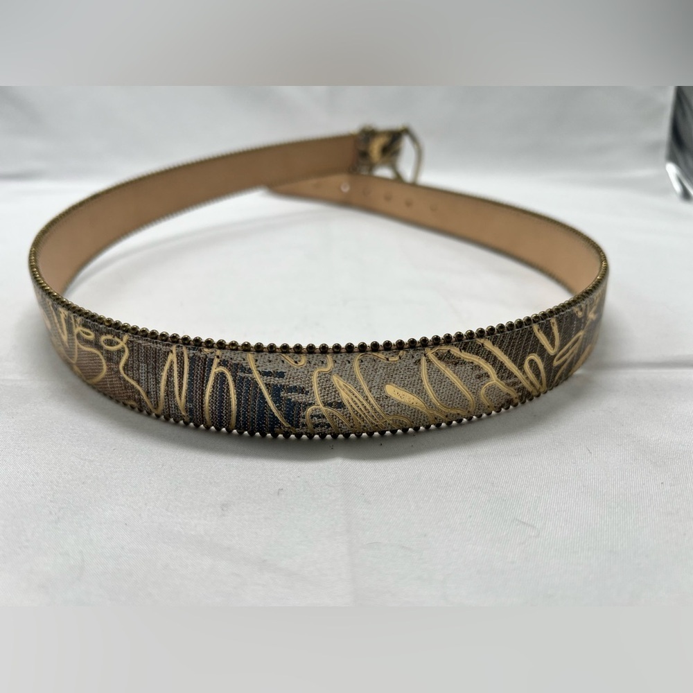 Designer Brown and Gold Patterned Belt - Picture 6 of 7